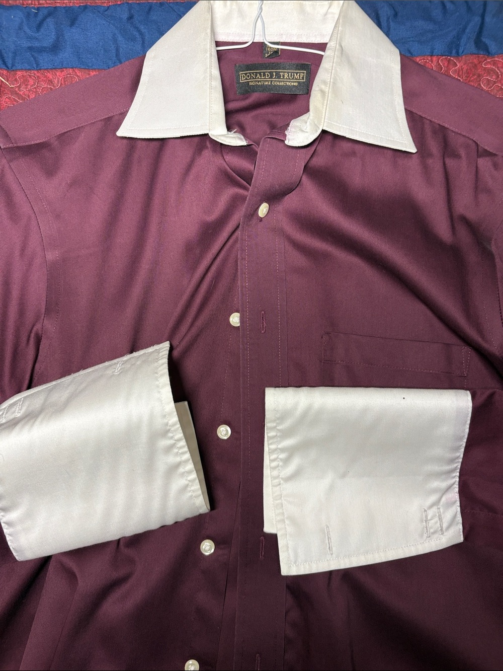 Donald J. Trump Two-Tone Burgundy Dress Shirt with White Contrast